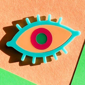 Broche oeil en acrylique // Protectrice // Mauvais œil // Accessoire // Pièce tendance // Cadeau // Énergie // Troisième œil