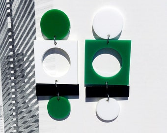 Acrylic Geometric Square Modern Earrings // Accessory // Statement Piece // Graphic // Abstract Art // Bauhaus // Artsy