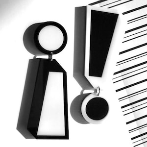 Acrylic Geometric Exclamation Mark Earrings // Accessory // Statement Piece // Mod // Retro // Artsy // Vintage Style // Graphic // Font