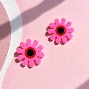 Acrylic Flower Power Studs // Accessory // Statement Piece // Bohemian // Colorful // 60's Fashion // Daisy // Festival // Groovy // Spring image 1