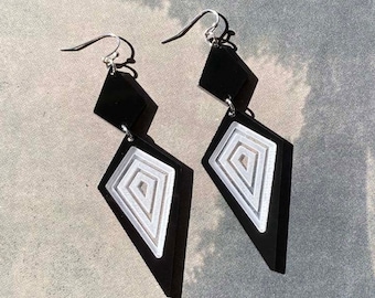 Acrylic Geometric Stained Glass Inspired Earrings // Accessory // Statement Piece // Wearable Art // Mod // Gothic // Artsy