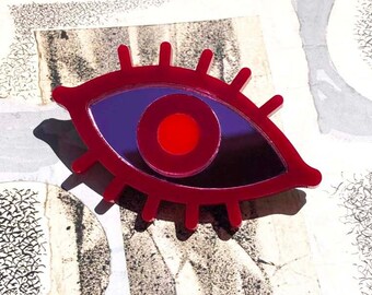 Acrylic Eye Brooch Pin // Protective // Evil Eye // Accessory // Statement Piece // Gift // Energy // Third Eye