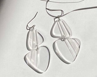 Acrylic Etched Organic Geometric Earrings // Artsy