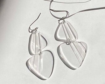 Acrylic Etched Organic Geometric Earrings // Artsy // Accessory // Statement Piece // Clear Earrings // Retro Inspired // Bold // Elegant