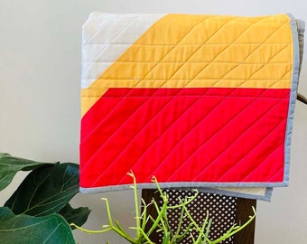 Geometric Handmade Quilt // Color Pop // Mid Century Aesthetic // Architectural // Mustard Angles