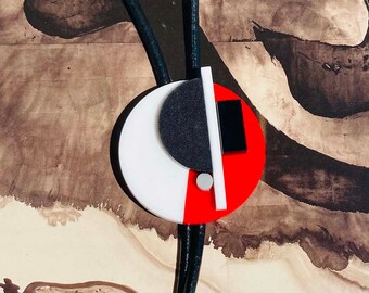 Acrylique Modernist Bolo Tie // Choker // Lariat // Collier // Moderne // Artsy // Géométrique // Abstrait // Néoplasticisme // Bauhaus