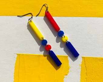 YOOE Orecchini Pendenti A Cubo Geometrico Con Fetta Di Mandarino, Acrilico Colorato Giallo, Per Donne E Ragazze, Regalo Di Compleanno - 2
