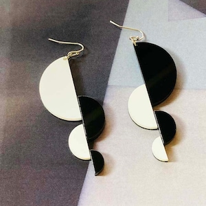 Acrylic Geometric Black and White Modulor Earrings // Le Corbusier // Architectural // Statement Piece // Human Proportion