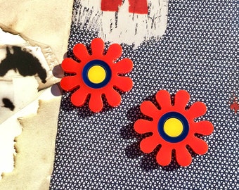 Acrylic Flower Power Studs // Accessory // Statement Piece // Bohemian // Colorful // 60's Fashion // Daisy // Festival // Groovy // Spring