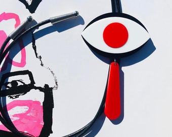 Acrylic Evil Eye Bolo Tie // Choker // Lariat // Necklace // Mod // Western // Ojo // Orwellian Eye // Protective Eye