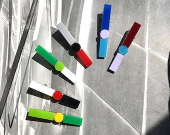 Acrylic Geometric Modern Hair Clips // Accessory // Statement Piece // Gift // Modernism // Mod Hair Brooch // Artsy // Color Blocking