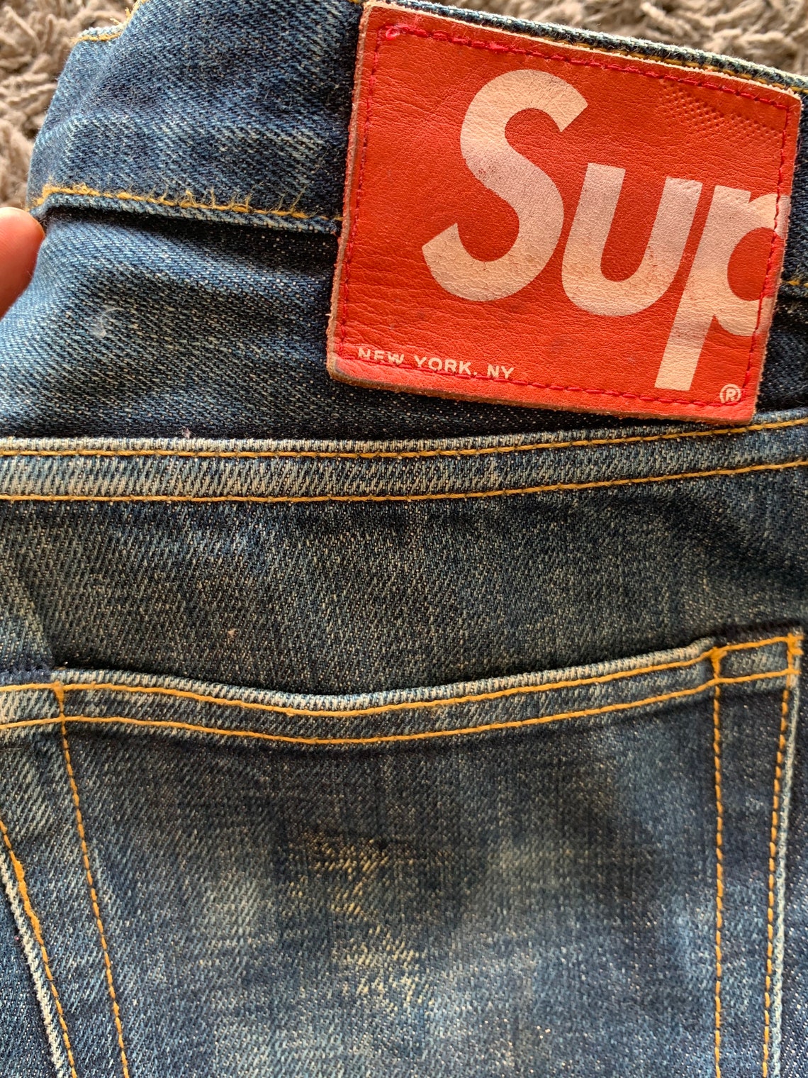 Supreme Denim pantalones afligidos Jeans Hechos en Usa Tamaño Etsy