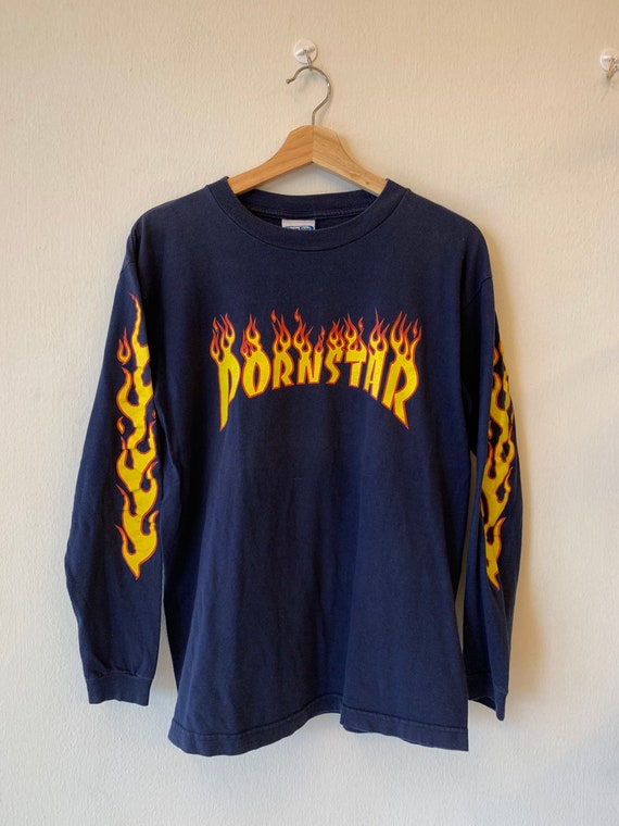 Vintage 90s Pornstar Skateboard Shirt L/S Hook Ups