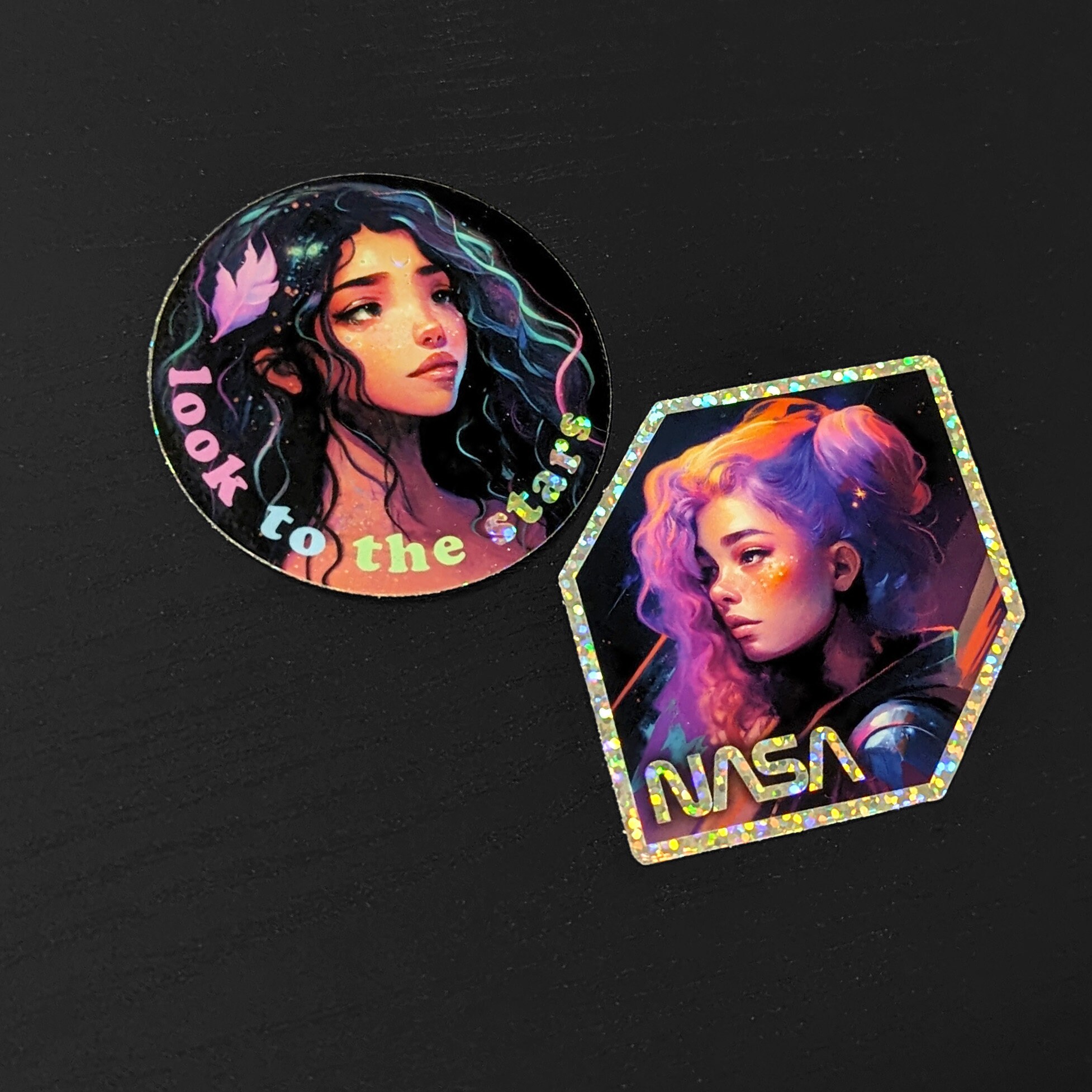 Nasa Girl Glitter Vinyl Sticker Space Aesthetic Cute - Etsy