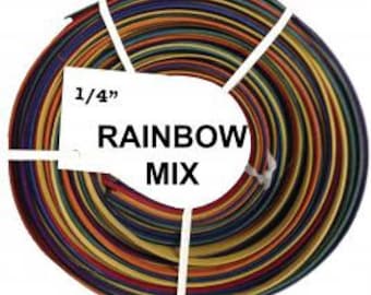 1/4" ff Rainbow Mix Dyed Rattan Reed for Basket Weaving, 4 oz