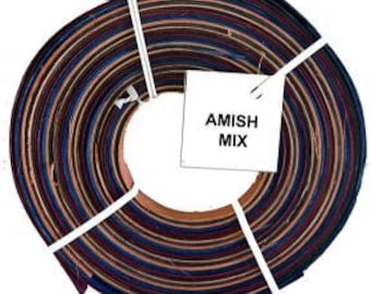 May include: A roll of leather strips in a mix of brown, blue, and purple colors. The label reads "AMISH MIX".