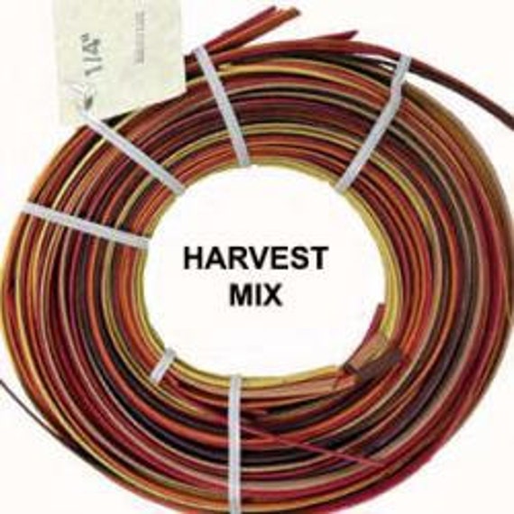 1/4" ff Harvest Mix Dyed Rattan Reed for Basket Weaving, 4 oz