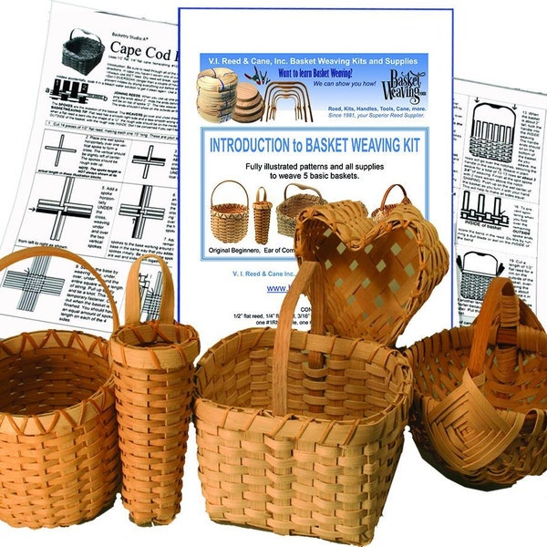 Introduction to Basket Weaving Kit for 5 Baskets