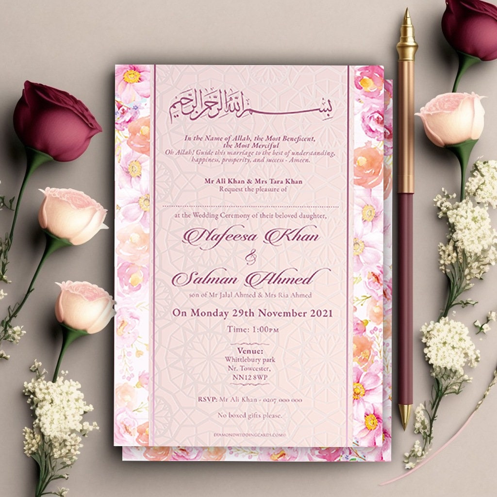 Muslim Wedding Cards Islamic Wedding Invitations Floral picture