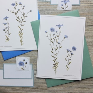 2 biglietti di auguri nel set "Linum" composto da: 2 biglietti e 2 buste, DIN A6, struttura in lino