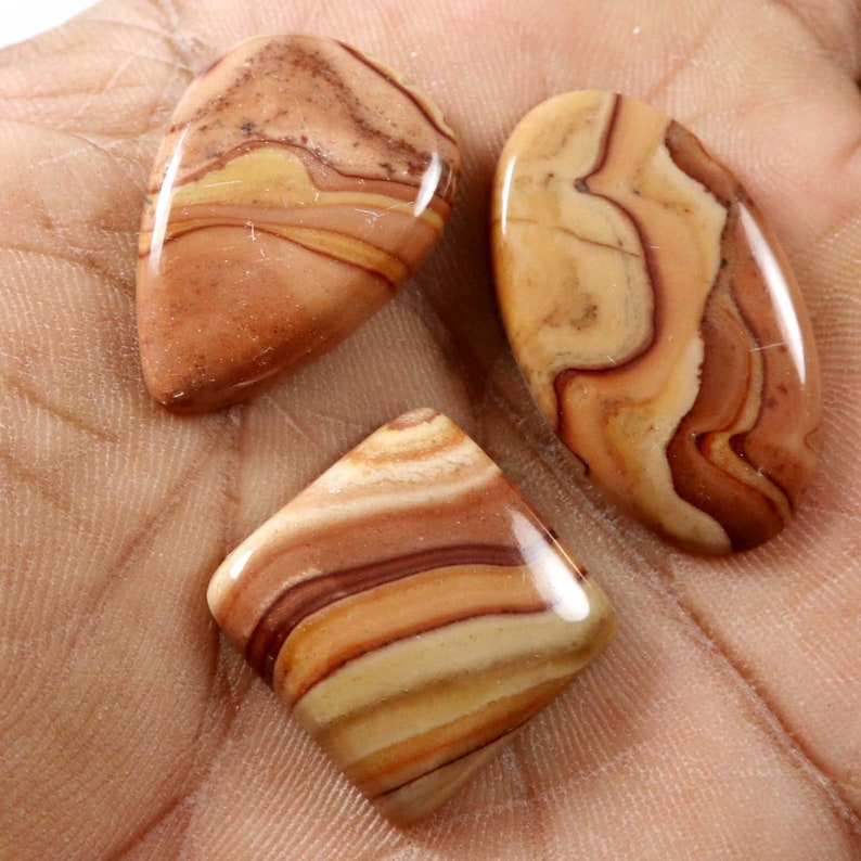 Wave Dolomite Gemstone Cabochon Mix Shape Natural Gemstone Ring Earring Pendant Craft Silver Jewelry 65.25 Cts 3 Pcs WholesaleLot LBH16