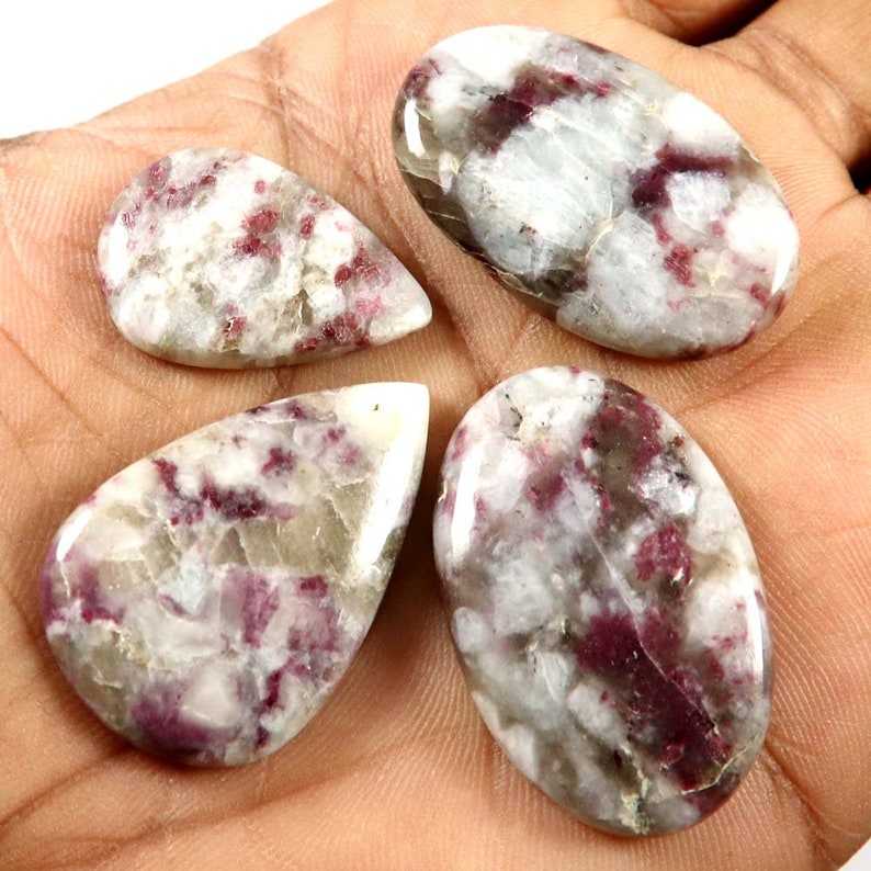 LAK-47 Natural Lovely Matrix Pink Tourmaline Untreated Gemstone Cabochon Mix Shape Loose For Jewelry Making 137.35 Cts 4 Pcs Wholesale Lot