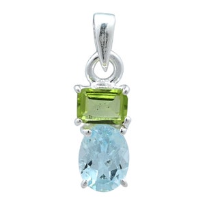 Sterling Silver Peridot & Blue Topaz Pendant Necklace