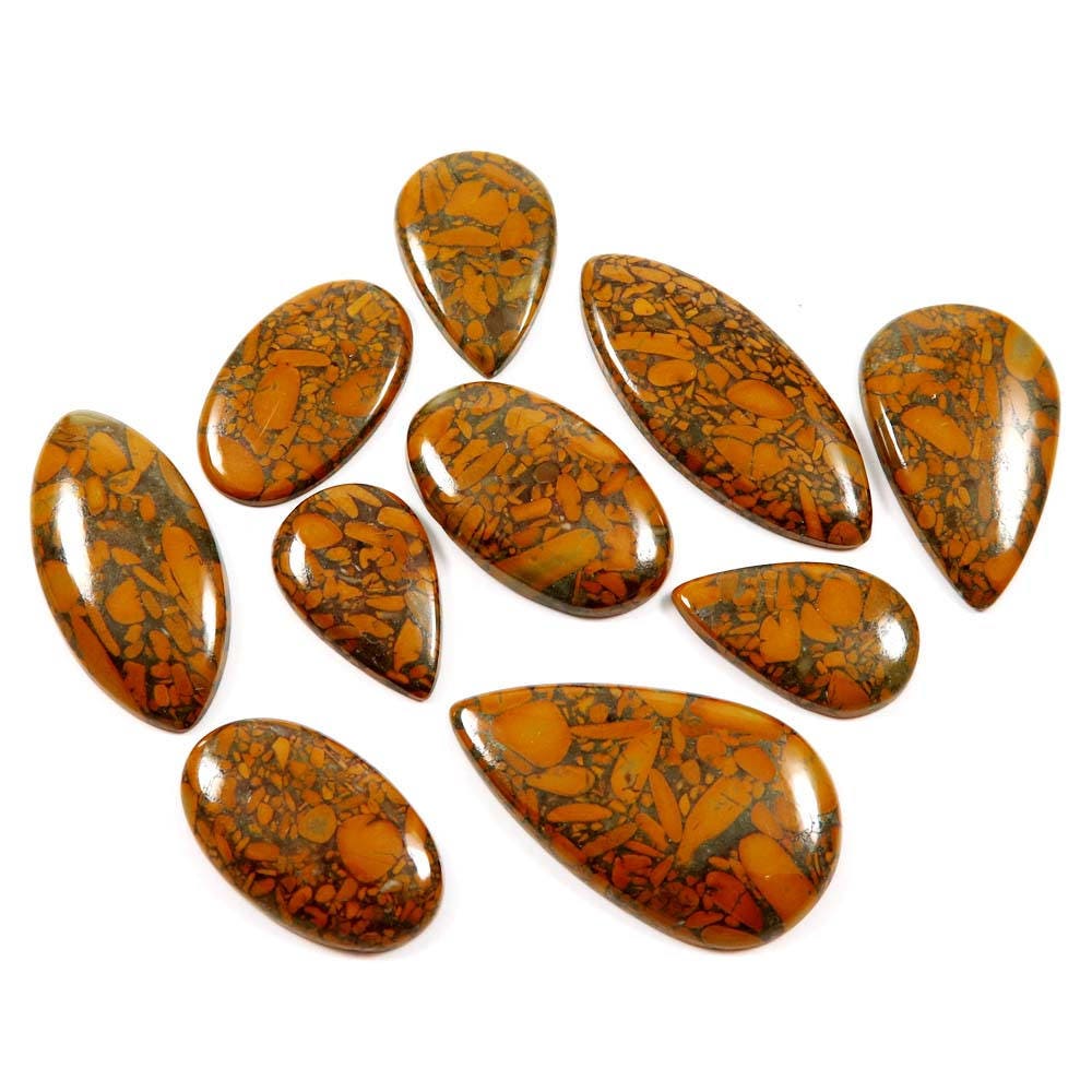 Bamboo Jasper Gemstone Cabochon 260.65 Cts 10Pcs Mix Shape Etsy