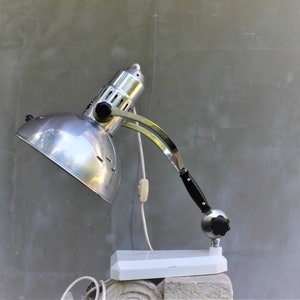 Vintage Industrial Table lamp 70s desk light Factory design Nickel and Steel Modern Home Look