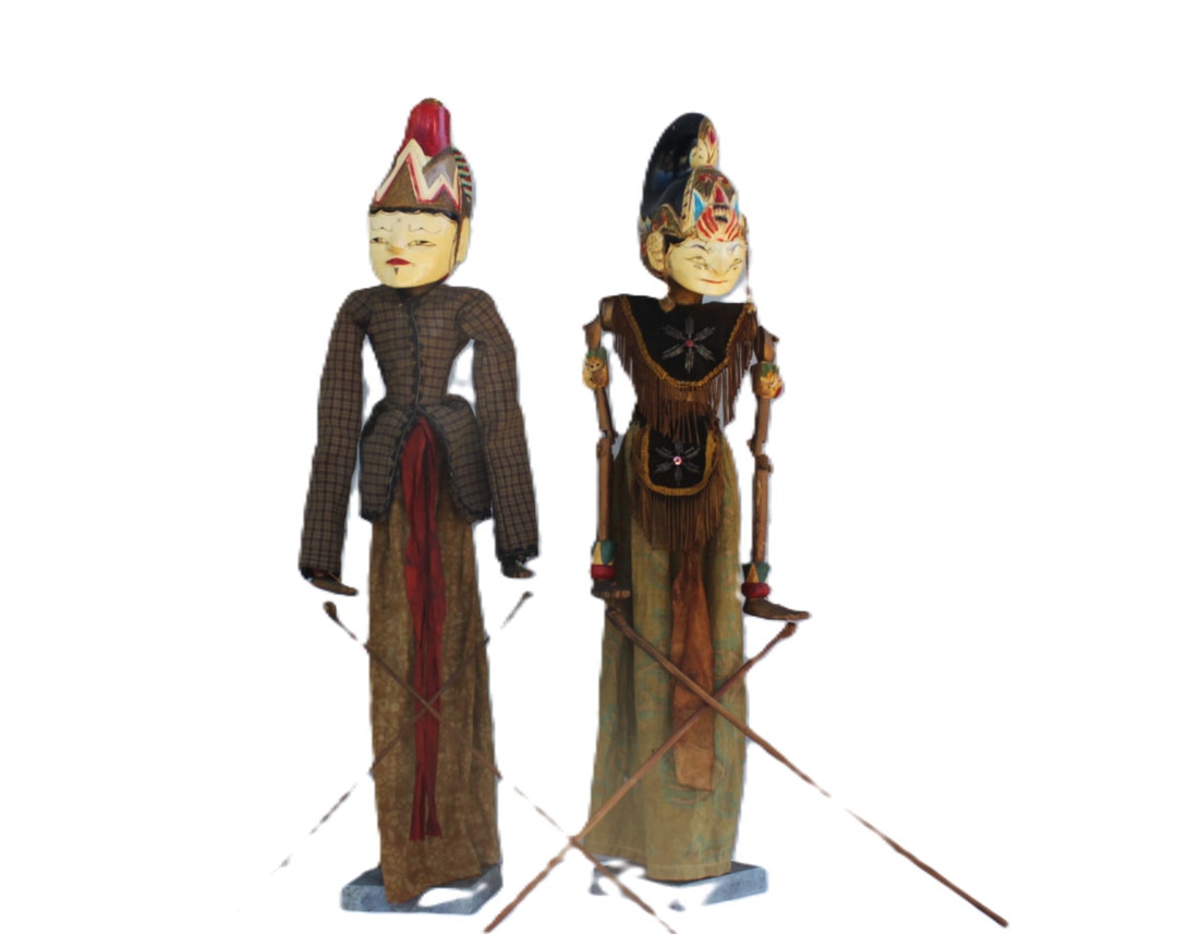 Java Puppet Doll Two Wayang Golek Dolls Traditional Indonesian Java Puppets for ...