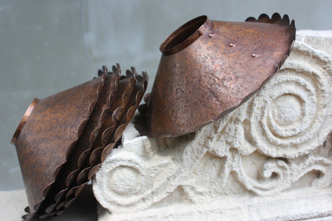 Abat-jour Vintage En Laiton Et Cuivre, Lampe à Capuchon De Pluie, Années 1920 - Antique