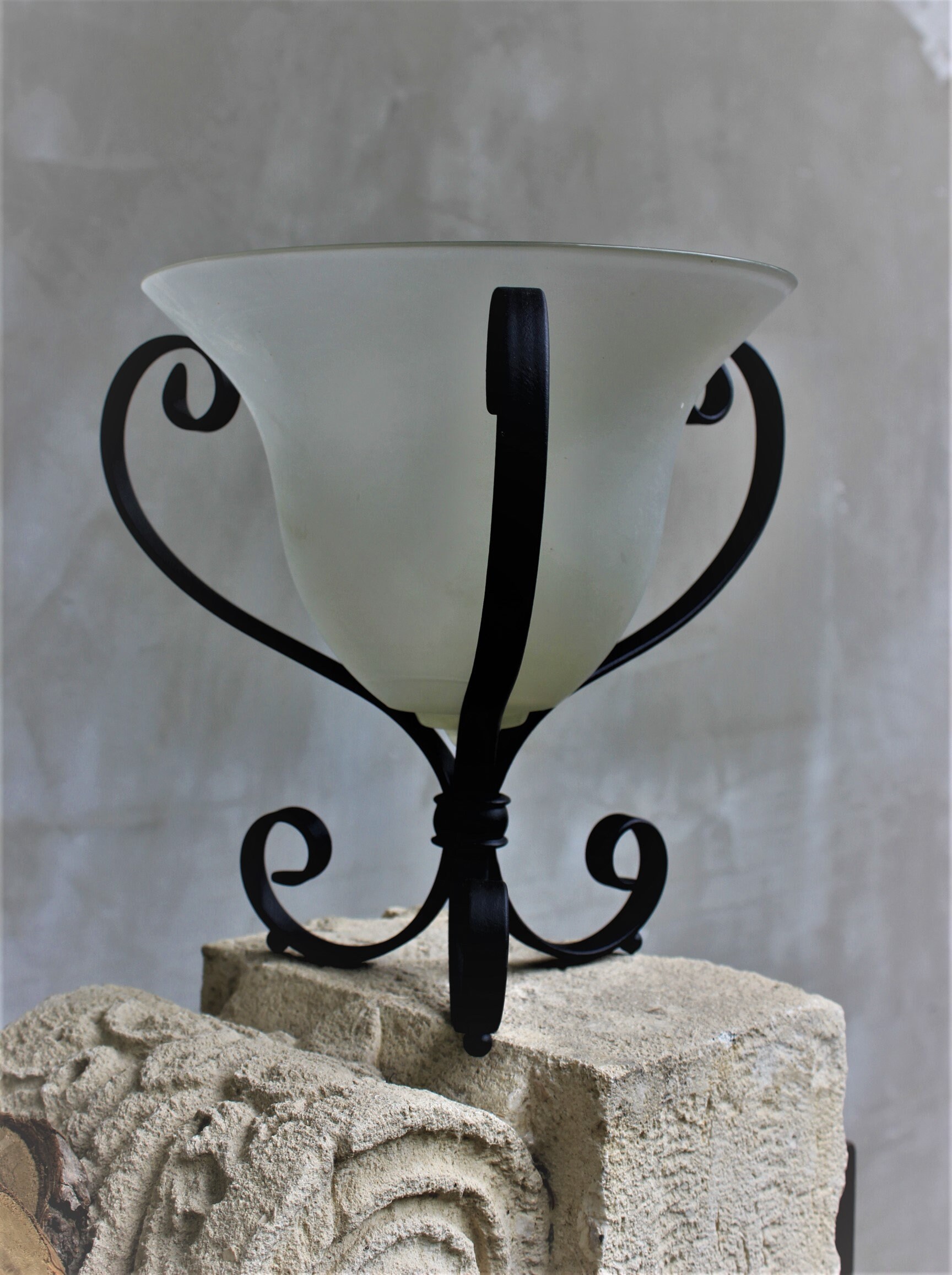 Unique Glass Vase With Wrought Iron Holder Decorative Etsy