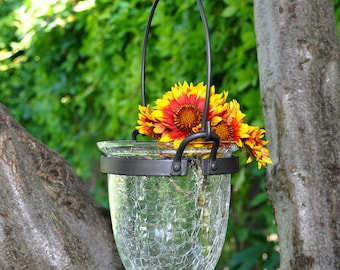 Unique Flower Vase Wedding Aisle Hanging Lanterns Glass and wrought iron Party and Event Decoration