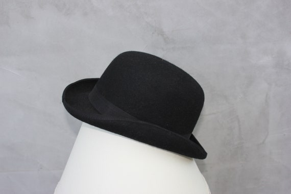 Vintage Bowler Hat British Borsalino Hat Men Blac… - image 2