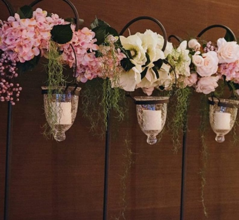 Wedding Aisle Glass Vase and Wrought Iron Hanging Flower Vases Etsy