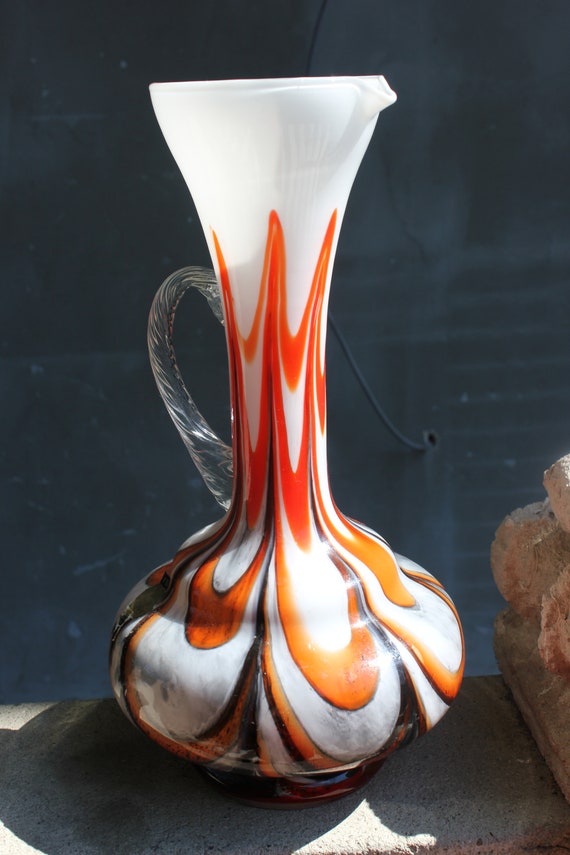ei koppeling Giftig Mid-Century Italiaanse gekleurde glazen vaas door Vetreria - Etsy Nederland