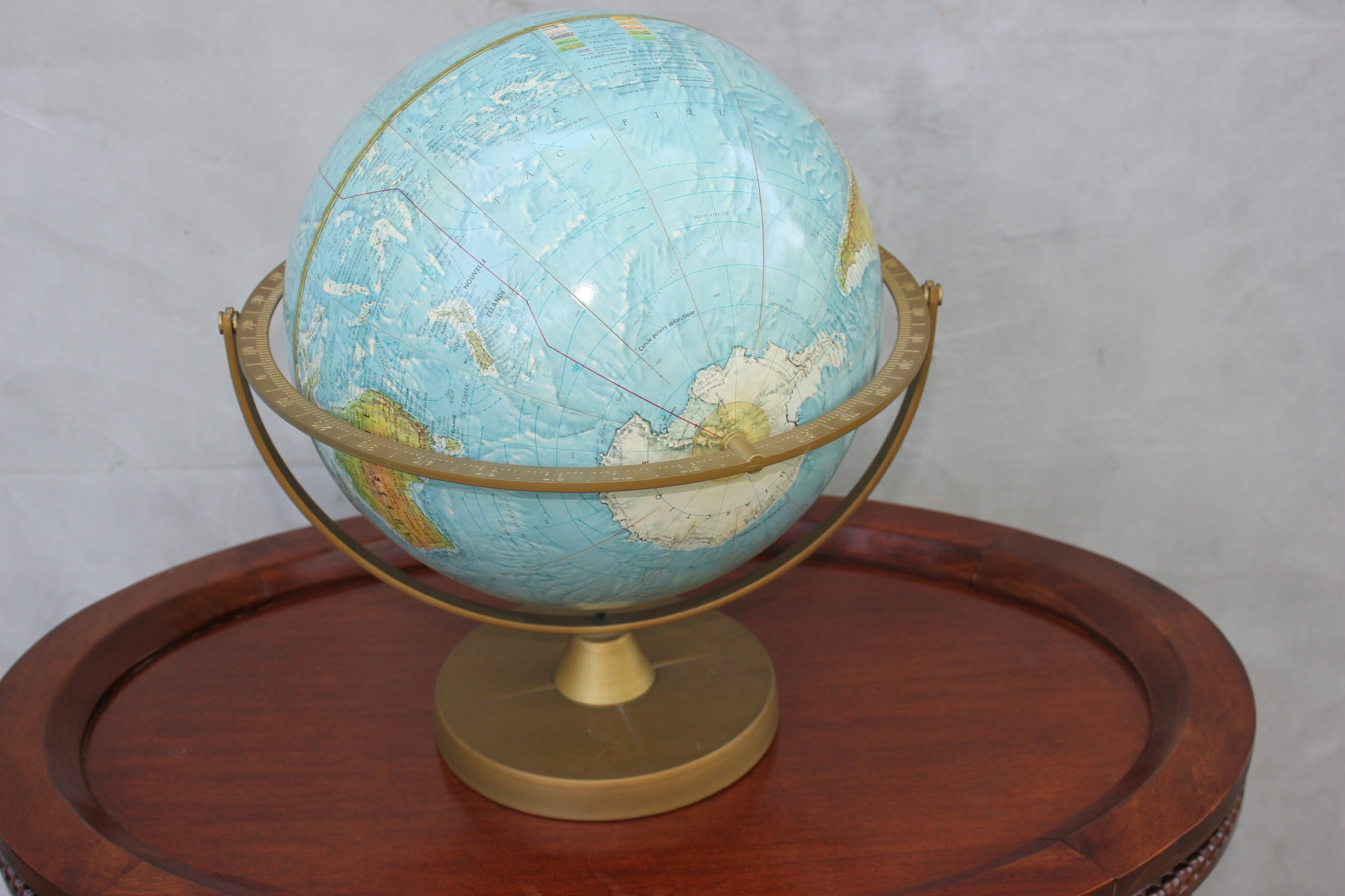 Vintage World Earth Desktop Globe Geographic Sphere Map Metal Etsy