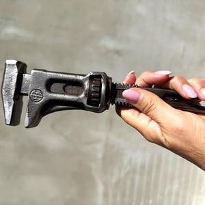 Vintage Adjustable Monkey Wrench Antique 5E Steel Hand Tool