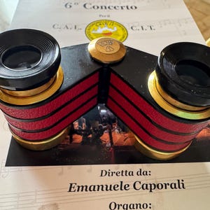 Vintage Red Opera Glasses, German Theater Binoculars, Leather Case Stage Monocular, Luxury Performance Viewing Tool, Dramatic Optics