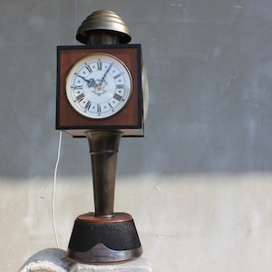 Rare Standing Clock, Portable Thermometer, Barometer with Horse Hoof Stand, Bank or Office clock
