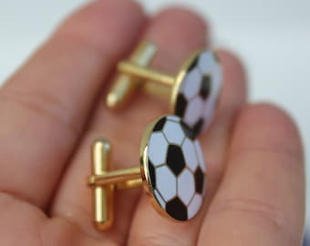 Lovely Soccer Balls cuff links gold tone Football Fan Gift Wedding Groomsmen gift for dad Husband brother gift