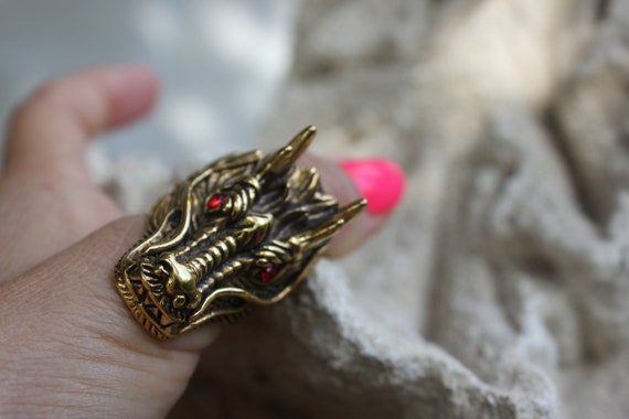 Large Dragon Head Ring Gothic Jewelry Rock Punk A… - image 6