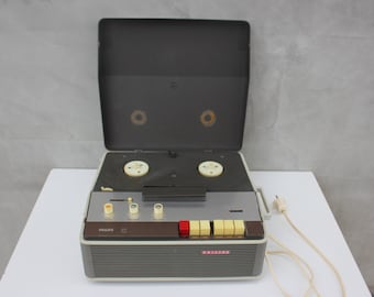 Vintage tape recorder PHILIPS  EL 3548A in case, the mid 1960s, working