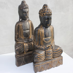 Statuetta Buddha In Legno Intagliato A Mano - Piccola Decorazione Per Meditazione | 4 Cm - Foto 11