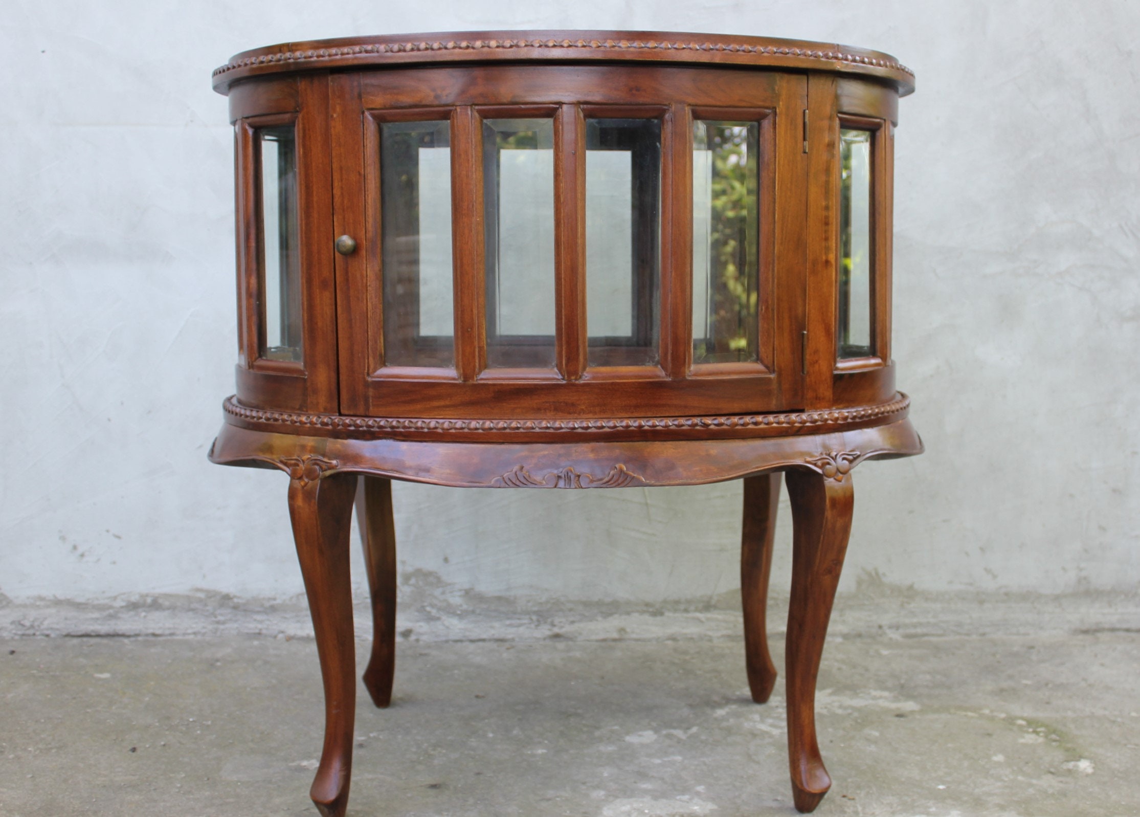Antique Style Oval Drinks Cabinet With Butlers Tray Victorian