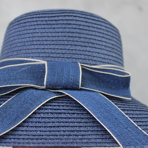 Vintage Summer women&#39;s accessory Straw chic Hat Elegant Blue Sun Hat Beach Hat Resort Vacation Hat