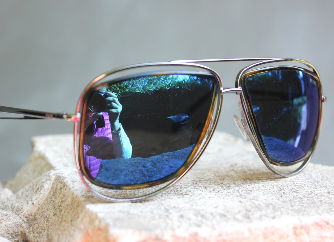 Emilio Pucci Aviator Sunglasses: Silver Metal Frame  display picture 3