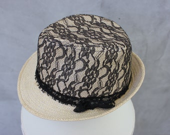 Vintage Summer Fedora Straw with Lace Hat Fashion Sun Hat Beach Hat Resort Vacation Hat