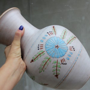 Vintage Terracotta Vase White Vase Hand made Vase Ceramic pottery Signed