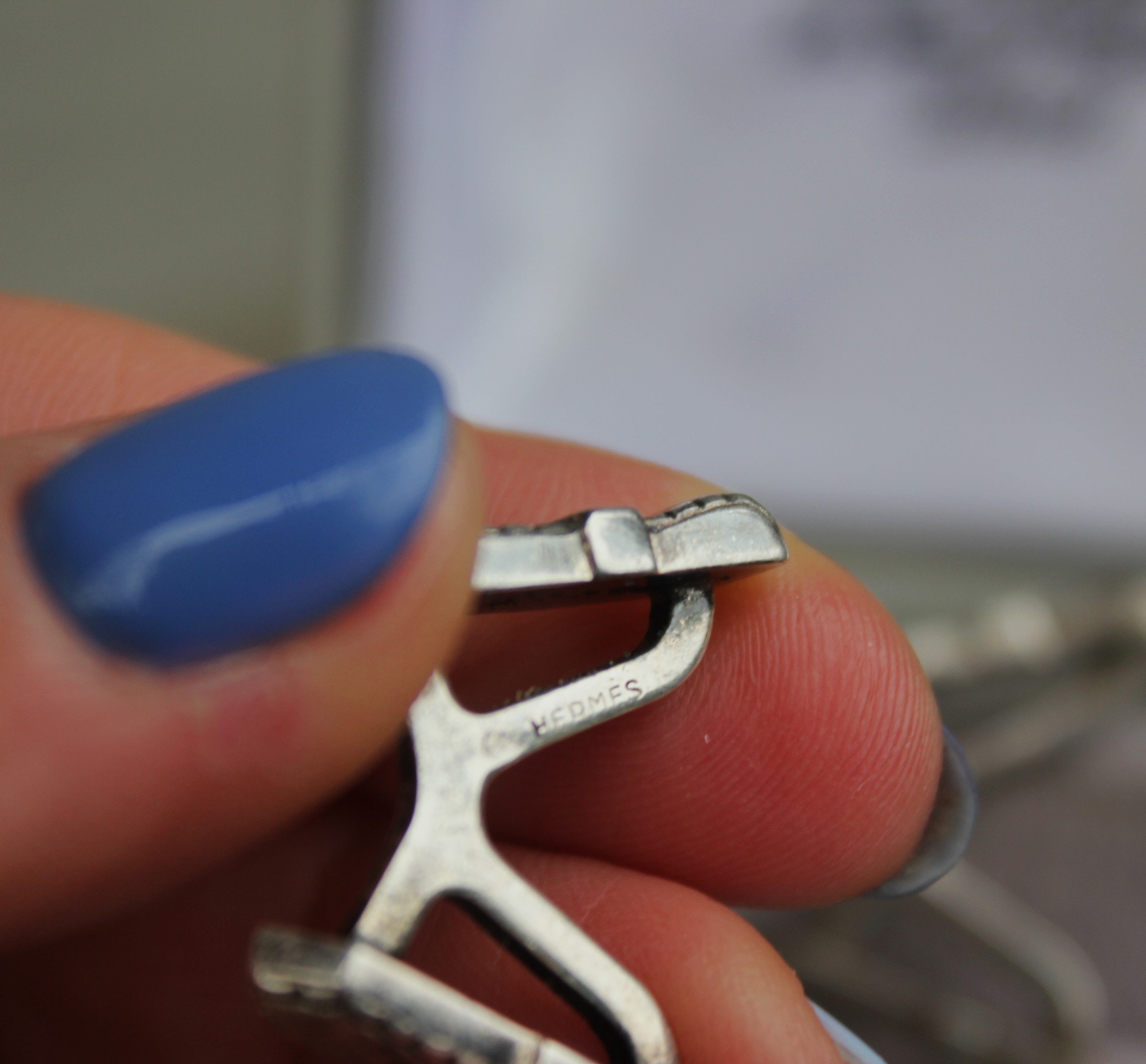 Boutons De Manchette HERMÈS Vintage - Argent, Modèle Torsadé, Pour Homme, Occasion Très Bon état